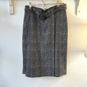 Calvin Klein Women's Tweed Pencil Lined Skirt Black White Size 12